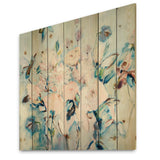 Abstract Pink Flowers Farmhouse Waterpainting - Farmhouse Print on Natural Pine Wood