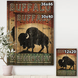 Vintage Buffalo Whiskey - Wildlife Print on Natural Pine Wood - 15x20