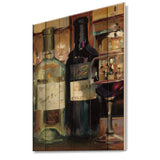 A Reflection of Wine Bottle II - Food and Beverage Print on Natural Pine Wood