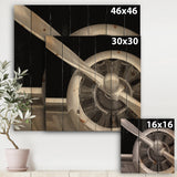 Travel by Air Grey Plane - Vintage Transportation Print on Natural Pine Wood - 16x16