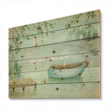 Lake House Canoes IV - Lake House Print on Natural Pine Wood - 20x15