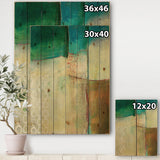 Abstract Impression of Watercolour Blue and Yellow - Traditional Print on Natural Pine Wood