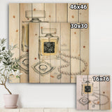 Perfume Glam Bathroom I - Traditional Bathroom Print on Natural Pine Wood - 16x16