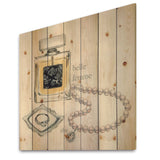 Perfume Glam Bathroom I - Traditional Bathroom Print on Natural Pine Wood - 16x16