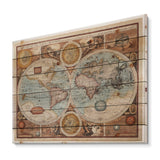 Ancient Map of The World VIII - Vintage Print on Natural Pine Wood