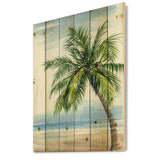 Palm Tree At The Beach Resort - Nautical & Coastal Print on Natural Pine Wood