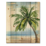 Palm Tree At The Beach Resort - Nautical & Coastal Print on Natural Pine Wood