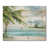 Palm Beach Resort At Dawn I - Nautical & Coastal Print on Natural Pine Wood