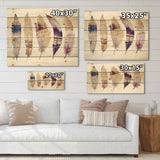 Ethnic Purple Boho Feathers - Bohemian & Eclectic Print on Natural Pine Wood