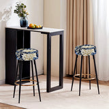 Astral Blue White Damask Radiance IV - Upholstered Damask Bar Stool