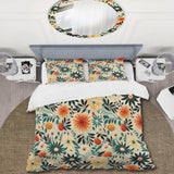 Multicolor Contemporary Geometry Floral Pattern - Duvet Cover Set