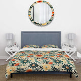 Multicolor Contemporary Geometry Floral Pattern - Duvet Cover Set