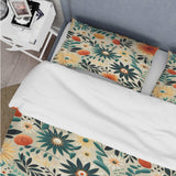 Multicolor Contemporary Geometry Floral Pattern - Duvet Cover Set