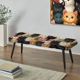 Pink And Black Cat Pattern For Nursery - Upholstered Classic Bench