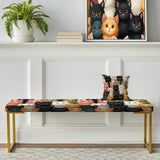 Pink And Black Cat Pattern For Nursery - Upholstered Classic Bench