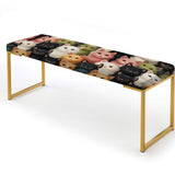 Pink And Black Cat Pattern For Nursery - Upholstered Classic Bench