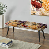 Beige And Purple Cottage Flowers Composition II - Upholstered Floral Bench