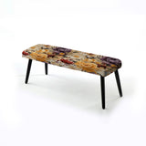 Beige And Purple Cottage Flowers Composition II - Upholstered Floral Bench