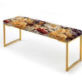 Beige And Purple Cottage Flowers Composition II - Upholstered Floral Bench