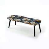 Blue And Beige Ranunculus Boho Pattern" Upholstered Floral Bench - Traditional Bench