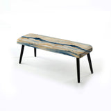 Coastal Landscape Minimal In Blue - Upholstered Beachy Bench