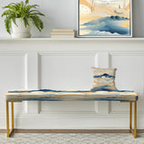 Coastal Landscape Minimal In Blue - Upholstered Beachy Bench