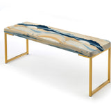 Coastal Landscape Minimal In Blue - Upholstered Beachy Bench