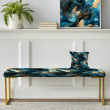 Futuristic Stealth Black And Blue" Upholstered Abstract Bench - Modern Bench