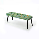 Cartoon Jungle Safari Animal Print For Kids Bedroom - Upholstered Classic Bench