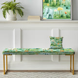 Cartoon Jungle Safari Animal Print For Kids Bedroom - Upholstered Classic Bench