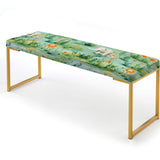 Cartoon Jungle Safari Animal Print For Kids Bedroom - Upholstered Classic Bench