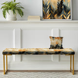 Goldern Gilded Chevron Reverie - Upholstered Eclectic Modern Bench