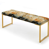 Goldern Gilded Chevron Reverie - Upholstered Eclectic Modern Bench