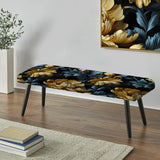 Dark Blue And Golden Gilded Damask Glamour - Upholstered Bohemian Bench