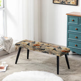 Beige Birds On Branch Collage - Upholstered Cottage Bench