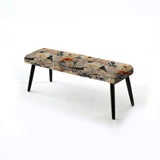 Beige Birds On Branch Collage - Upholstered Cottage Bench