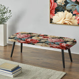 Pastel Pink And Beige Garden Floral Pattern - Upholstered Cottage Bench