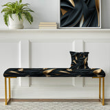 Glamour Noir And Gold Harmony - Upholstered Modern Bench