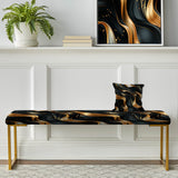 Midnight Charm Gold And Black - Upholstered Modern Bench