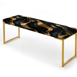 Midnight Charm Gold And Black - Upholstered Modern Bench
