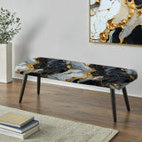 Gilded Gold And Black  Luxe Marble Splendor - Upholstered Modern Bench