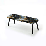 Gilded Gold And Black  Luxe Marble Splendor - Upholstered Modern Bench
