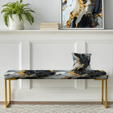 Gilded Gold And Black  Luxe Marble Splendor - Upholstered Modern Bench