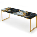 Gilded Gold And Black  Luxe Marble Splendor - Upholstered Modern Bench