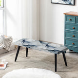 White And Grey Marble Harmony Pattern - Upholstered Modern Bench