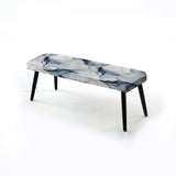 White And Grey Marble Harmony Pattern - Upholstered Modern Bench