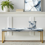 White And Grey Marble Harmony Pattern - Upholstered Modern Bench