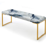 White And Grey Marble Harmony Pattern - Upholstered Modern Bench