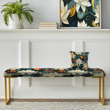 Zen Oasis Of Calm Mediation" Upholstered Floral Bench - Bohemian Bench