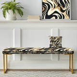 Mocha Zebra Stripes Striped Pattern - Upholstered Modern Bench